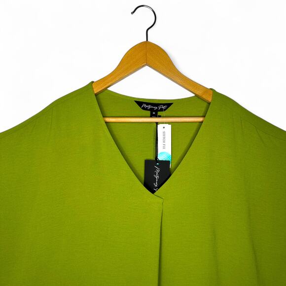 Stitch Fix Montgomery Post NWT Women's Killian Blouse 3X Green Short Sleeve - Picture 5 of 10